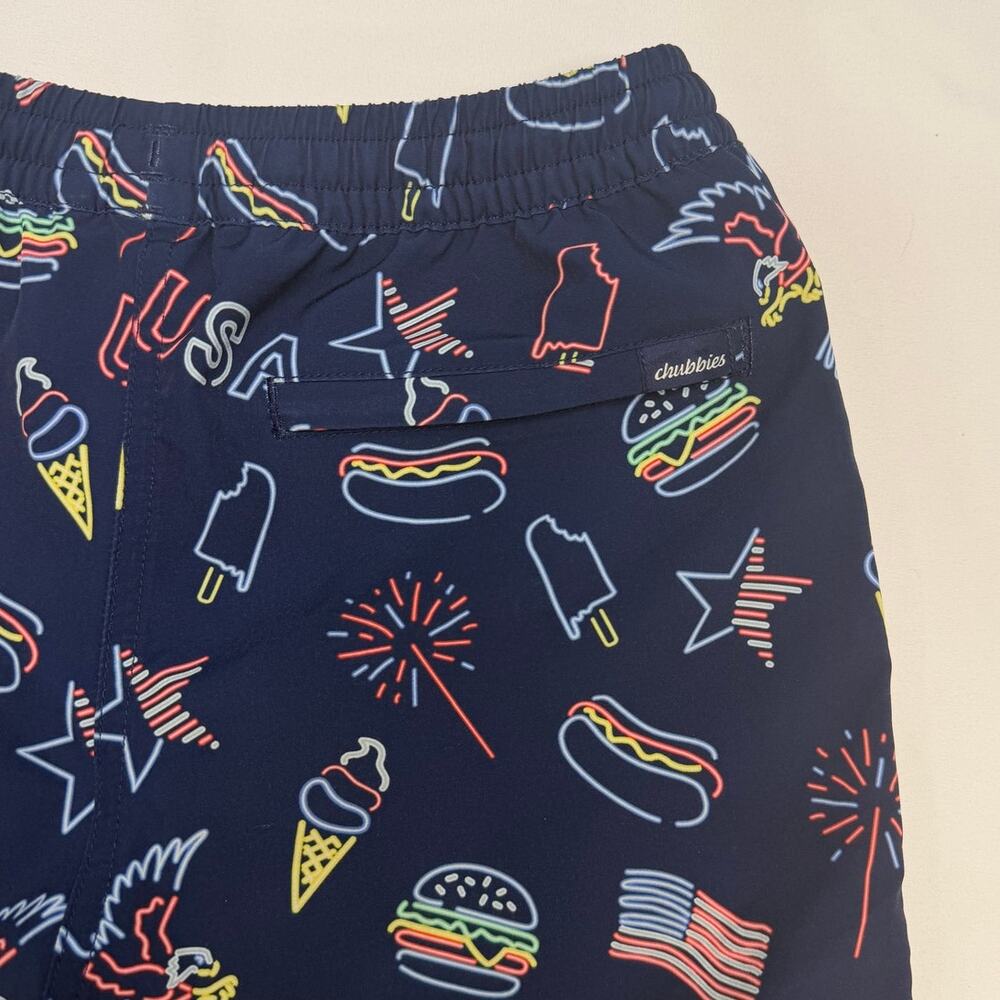 Chubbies Kids Swim Trunks Youth M 10/12 Patriotic Lights USA Print Lined Shorts - Picture 6 of 6